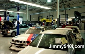 Inside Dinan Garage.